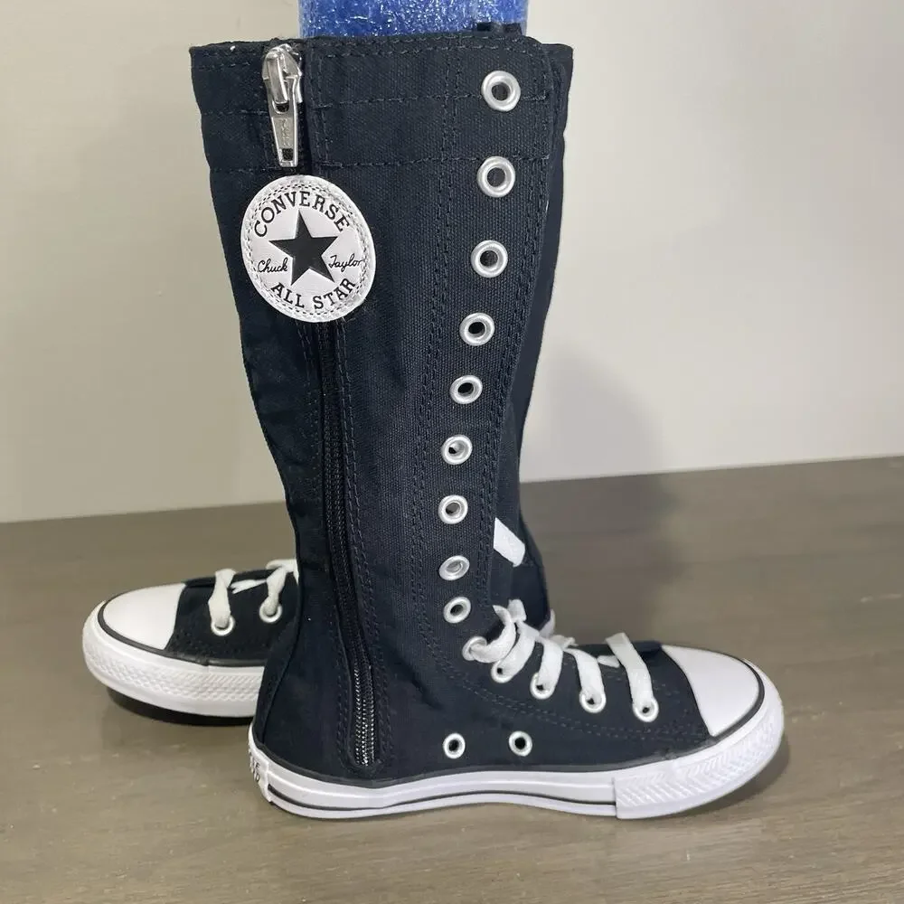 Converse Kids Size 12 Shoes NEW Knee High Chuck Taylor All Star XHi Black Zip Up